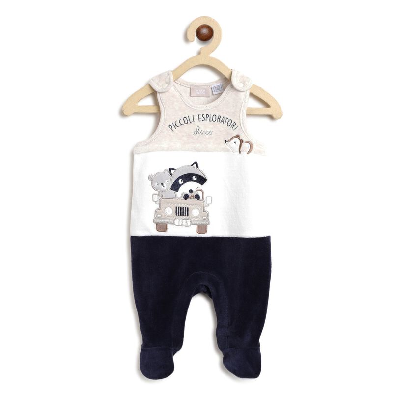 Boys Light Natural Velour Bodysuit with Babysuit image number null